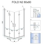 REA - Skladací sprchovací kút Fold N2 80x80 REA-K9990