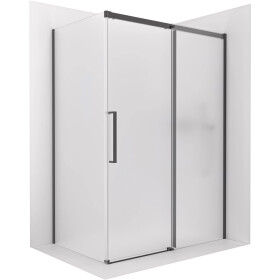 CERANO - Sprchovací kút Lantono - pravá - 8 mm - Soft-Close - čierna matná, mliečne sklo - 160x80 - posuvný CER-665503
