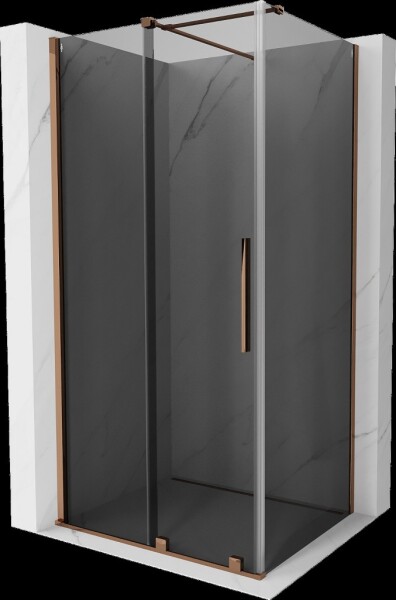 MEXEN/S - Velár sprchovací kút, posuvné dvere 100 x 80, grafit, ružové zlato 871-100-080-41-60