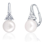 JwL Luxury Pearls Luxusné strieborné náušnice s pravou perlou a zirkónmi JL0641