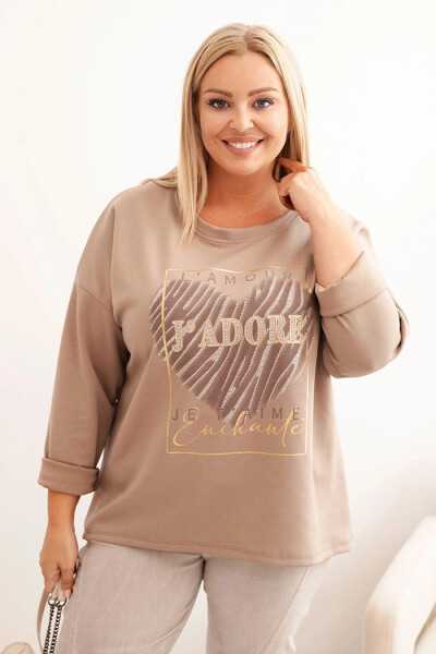 Dámska mikina Plus Size s kapucňou a potlačou, grafitová UNI