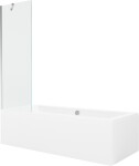 MEXEN/S - Cube obdĺžniková vaňa 180 x 80 cm s panelom + vaňová zástena 60, transparent, chróm 550518080X9506000001