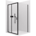 CERANO - Sprchovací kút Varone LINE Ľ/P - 6 mm - čierna matná, transparentné sklo - 90x90x195 - posuvný CER-DY505B-9093