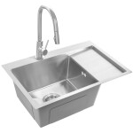 REA - Oceľový drez Fín BRUSH NICKEL s kuchynskou batériou KPL-96012