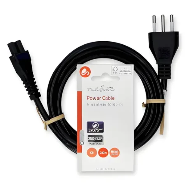 Nedis Napájací kábel IEC-320-C5 Taliansko zástrčka čierna / Napájací kábel / Priamy konektor / 2 m (CEGL11320BK20)