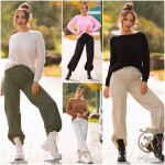 Trendy highwaist cargo pants KHAKI M