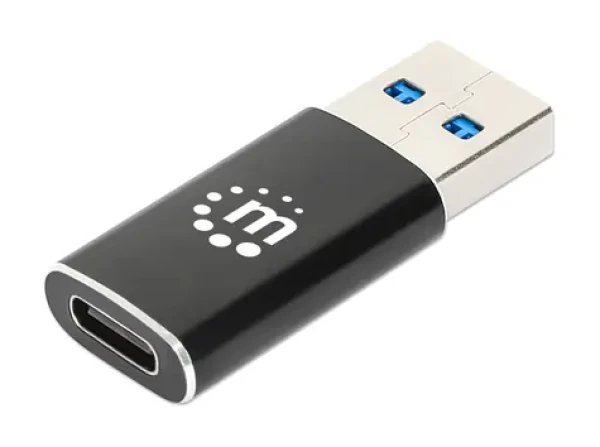 Manhattan redukcia USB-A - USB-C čierna / Redukcia / USB 3.2 Gen 2 / 10 Gbit/s / hliník (153980)