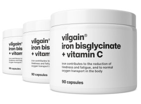 Vilgain Železo bisglycinát + Vitamín C – 3× 90 kapsúl
