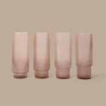 Ferm Living Vysoké sklenice Ripple Blush 300 ml – set 4 ks