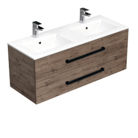 Kúpeľňová skrinka s čiernou úchytkou a umývadlom SAT Cube Way 120x53x46 cm dub Wellington mat CUBE46C1202DWMOD CUBE46C1202DWMOD