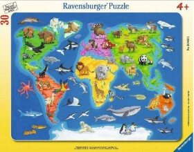 Ravensburger - Puzzle - Mapa sveta so zvieratami