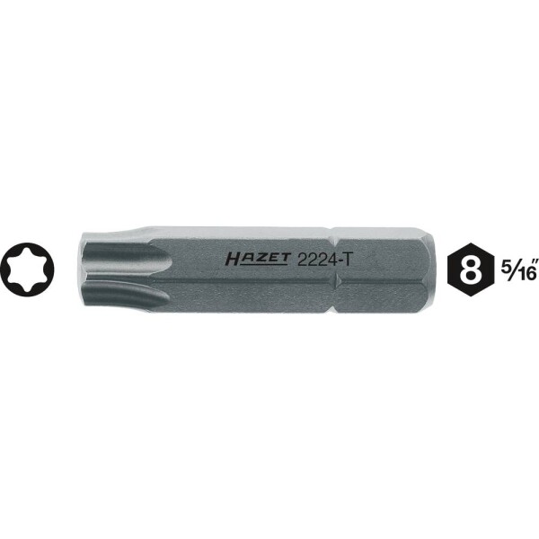 Hazet HAZET, 2224-T30 bit Torx T 30, Speciální ocel , C 8, 1 ks; 2224-T30