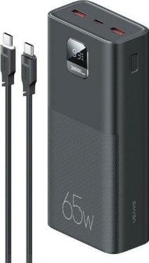 USAMS PB68 30000mAh 65W QC 3.0 PD Fast Charge + USB-C/USB-C Cable 100W black US-CD185