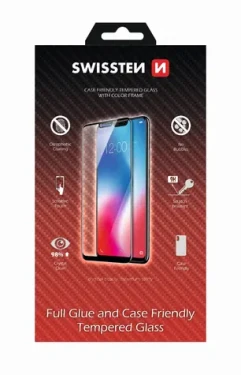 SWISSTEN FULL GLUE COLOR FRAME CASE FRIENDLY sklo pre HUAWEI P SMART 2019 amp; HONOR 10 LITE čierna (54501710)