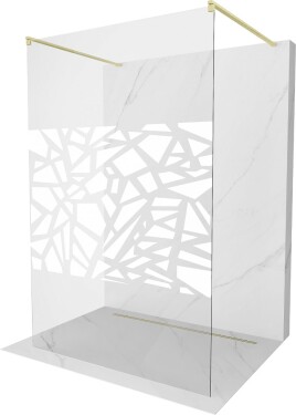 MEXEN/S - Kyoto samostatne stojaca sprchová zástena 120 x 200, biely vzor 8 mm, zlatá kartáčovaná 800-120-002-55-85