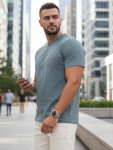 Pánske základné bavlnené tričko petrol FashionStreet RX5678 M