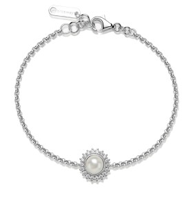 Brosway Trblietavý strieborný náramok s perlou Infinite White Fancy FIW138