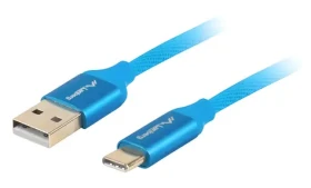 Lanberg CA-USBO-22CU-0005-BL modrá / Dátový kábel / USB-A na USB-C / USB 2.0 / 0,5 m (CA-USBO-22CU-0005-BL)