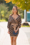 Sexy wrap look knit dress with belt BEIGE Einheitsgroesse