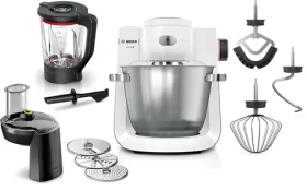 BOSCH Serie 6 MUM6EW22 biela, nerezová / Kuchynský robot / 1600 W / 5,5 l / planetárne miešanie / príslušenstvo (MUM6EW22)