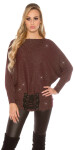 Trendy KouCla glitter bat jumper with lacing Einheitsgroesse