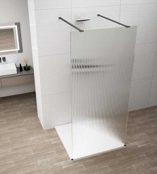 POLYSAN - ESCA BLACK MATT jednodielna sprchová zástena do priestoru, sklo Flute , 1200 ES1312-06