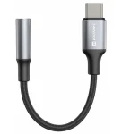 Swissten TEXTILE Audio adaptér USB-C (M) - 3.5mm Jack 0.15m čierna (73502311)