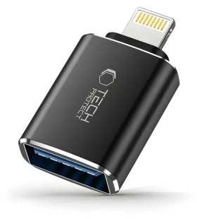 Tech-Protect UltraBoost čierna / OTG adaptér / Lightning - USB-A