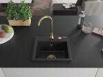 MEXEN/S MEXEN/S - Milo granitový drez 1 435 x 410 mm, čierna / strieborný metalik, + zlatý sifón 6505441000-73-G