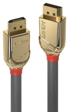 Lindy DisplayPort Gold Line sivá / DisplayPort kábel / 20 m / 4K 30Hz / pozlátené konektory (36298)