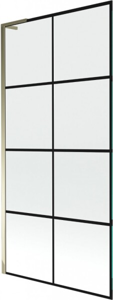 MEXEN/S - Next L vaňová zástena FIX 90 x 150, čierna vzor, zlatá 895-090-000-03-77-50