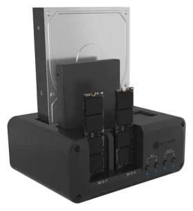 Icy Box IB-2925MS-CU31 čierna / Dokovacia stanica / 4X M.2 NVMe/SATA 2,5"/3,5" SATA / USB-C 10 Gbit/s (61214)