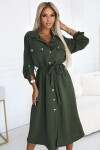 531-5 Midi košeľa so zlatými gombíkmi a kravatou - KHAKI UNI