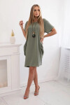 Dámske šaty s vreckami a príveskom 29473 light khaki - Kesi UNI