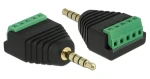 DeLock / Adaptér / Jack 3,5 mm samec / Terminal Block 5 pin samica / čierna, zelená (65947)