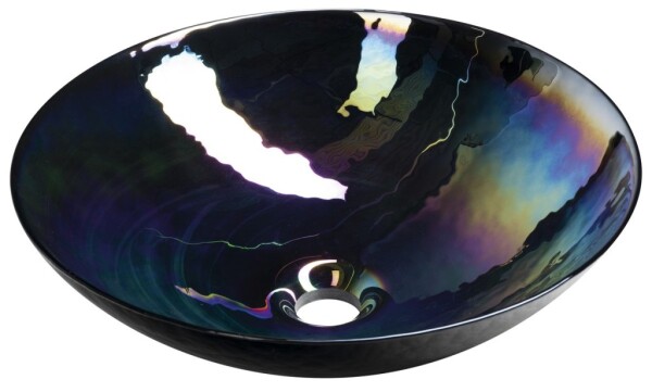 SAPHO - DECORA NERO MURANO sklenené umývadlo na dosku, priemer 41cm, čierna YM1237