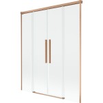 MEXEN/S - Rox vaňová zástena 2-krídlová posuvná 150 x 150, transparent, meď kartáčovaná 8C9-150-002-65-00