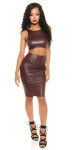 Sexi top KouCla Wetlook Crop top so zipsom BORDEAUX