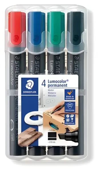 Staedtler Popisovače Lumocolor permanent / sada 4 ks / 4 farby / 2-5 mm / vodeodolné (350 WP4)