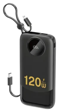Dudao K13 čierna / Powerbanka / 10000 mAh / integrovaný kábel