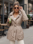 Dámska prechodná bunda s opaskom béžová FashionStreet TY5589 XXL