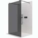 CERANO - Sprchová zástena Walk-in Onyx Duo Ľ/P - 8 mm - okrúhla vzpera - čierna matná, grafitové sklo - 80x200 CER-8050BD2355
