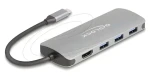 DeLock USB-C Hub 7-portový šedá / USB hub / USB 3.2 Gen 2 10 Gbps / 4K HDMI 60 Hz / USB PD 90 W (64323)