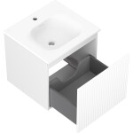 MEXEN/S - Rivel kúpeľňová skrinka 50 cm s umývadlom Vela, 1 šuplík, reliéf, biela mat 91A20-05047-1-BF01-W23M01