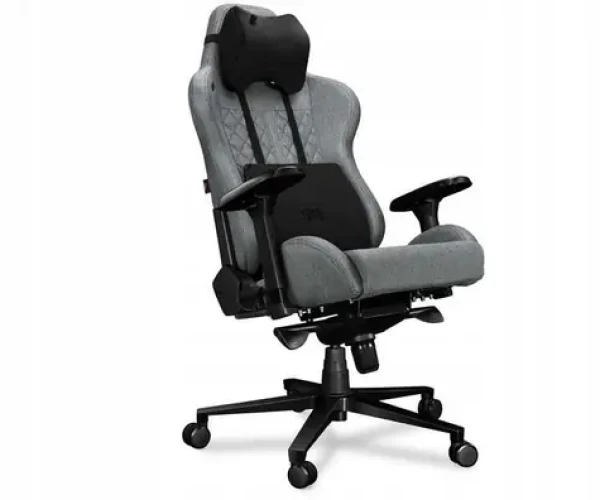 Yumisu 2050 Material šedo-čierna / Herná stolička / látka / nastaviteľné / pojazdné kolieska / nosnosť 150 kg (Y-2050-LB-M)