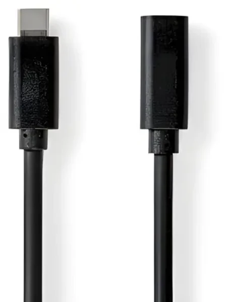 Nedis USB-C (M) - USB-C (F) 3.2 Gen1 2m čierna / Predlžovací kábel / 60 W / 5 Gbps / 4K 60Hz (CCGL64010BK20)