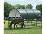 Plachtový prístrešok pre kone – ShelterLogic 3,7 × 3,7 m zelený