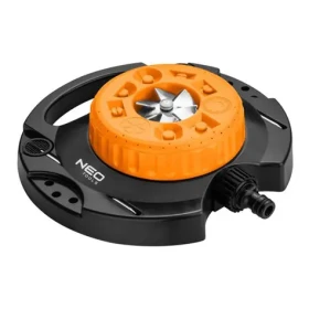 Neo Tools 15-780 oranžovo-čierna / rotačný postrekovač / 9 funkcií postreku / pre plochu od 35 do 95m2 / 1/2 aj 3/4 (15-780)