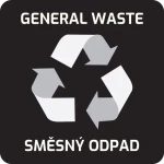 Samolepka na odpadkový kôš pre triedený odpad SM. ODPAD čierna / Samolepka / 8 x 8 cm / CZ/EN