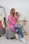 Dámska predĺžená mikina s kapucňou 9116 Pink - K-Fashion UNI růžová